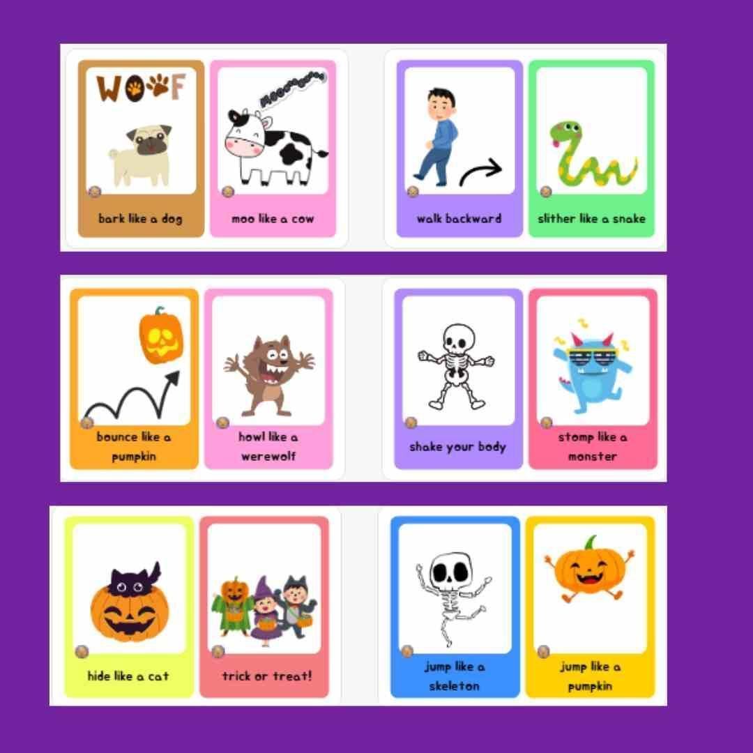 TPR Action Flashcards |Sight Word Flashcards | Total Physical Response | Halloween Activity for kids - Fat Cat Books