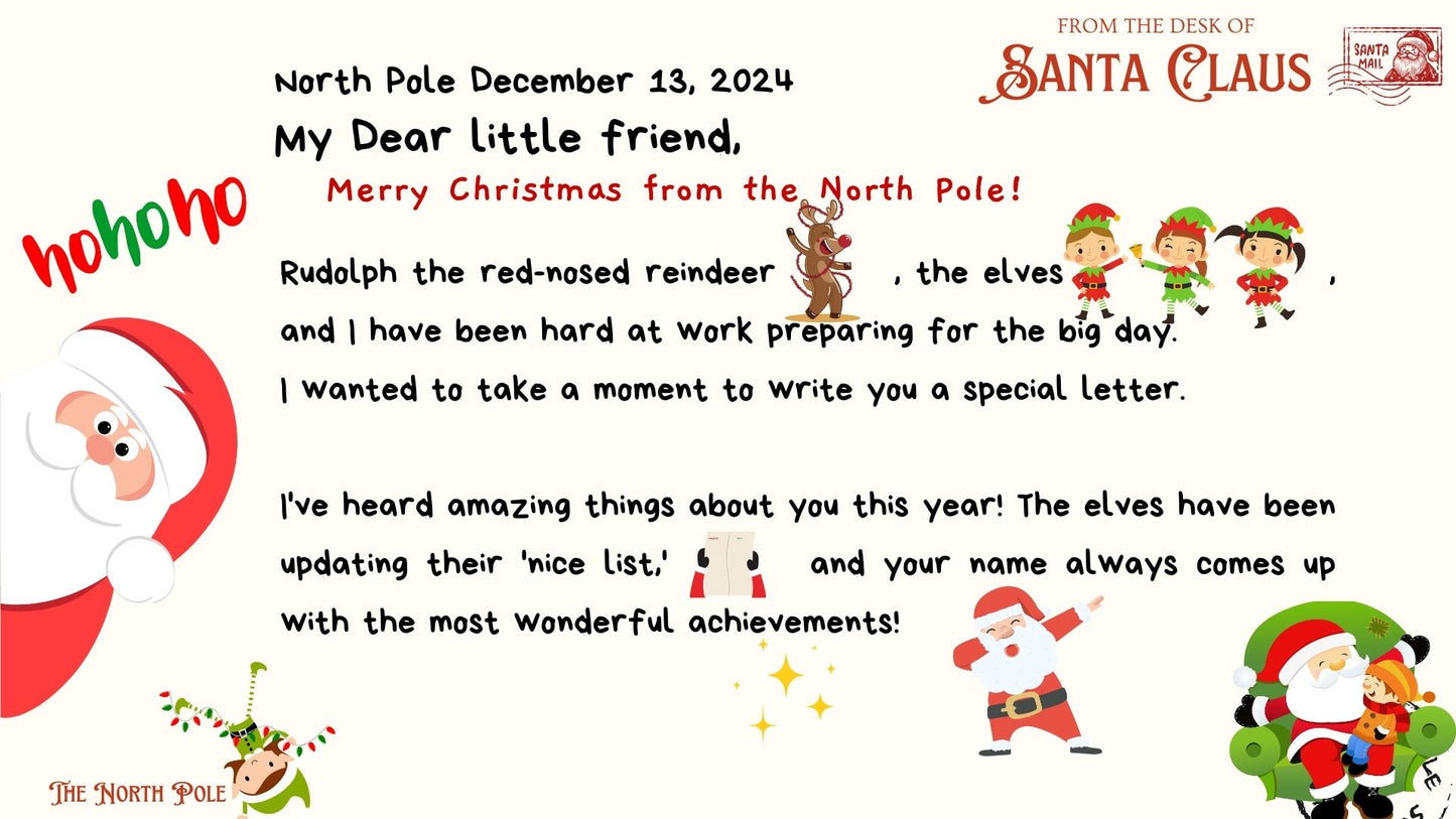 Santa Letter Templates, Letter from Santa Claus to Child, Christmas