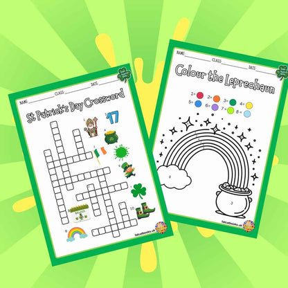 St. Patrick's Day Games and Puzzles, Vocabulary words for Kindergarten and Primary (20 Pages)