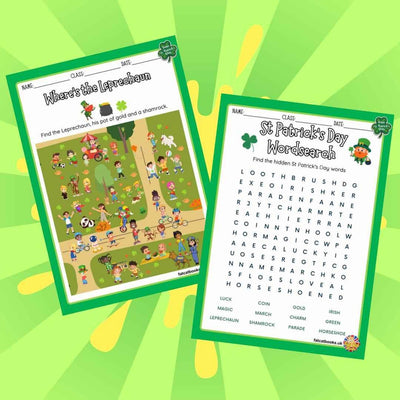 St Patrick's Day All in one Activity Book- Reading, Math & Colouring Worksheets(Ages 4-8)