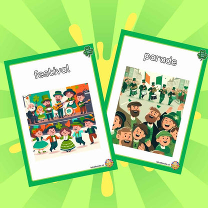 St Patrick's Day Vocabulary Flashcards for Kindergarten and Primary