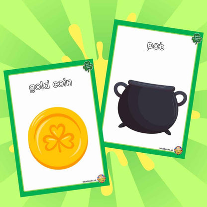 St Patrick's Day Vocabulary Flashcards for Kindergarten and Primary