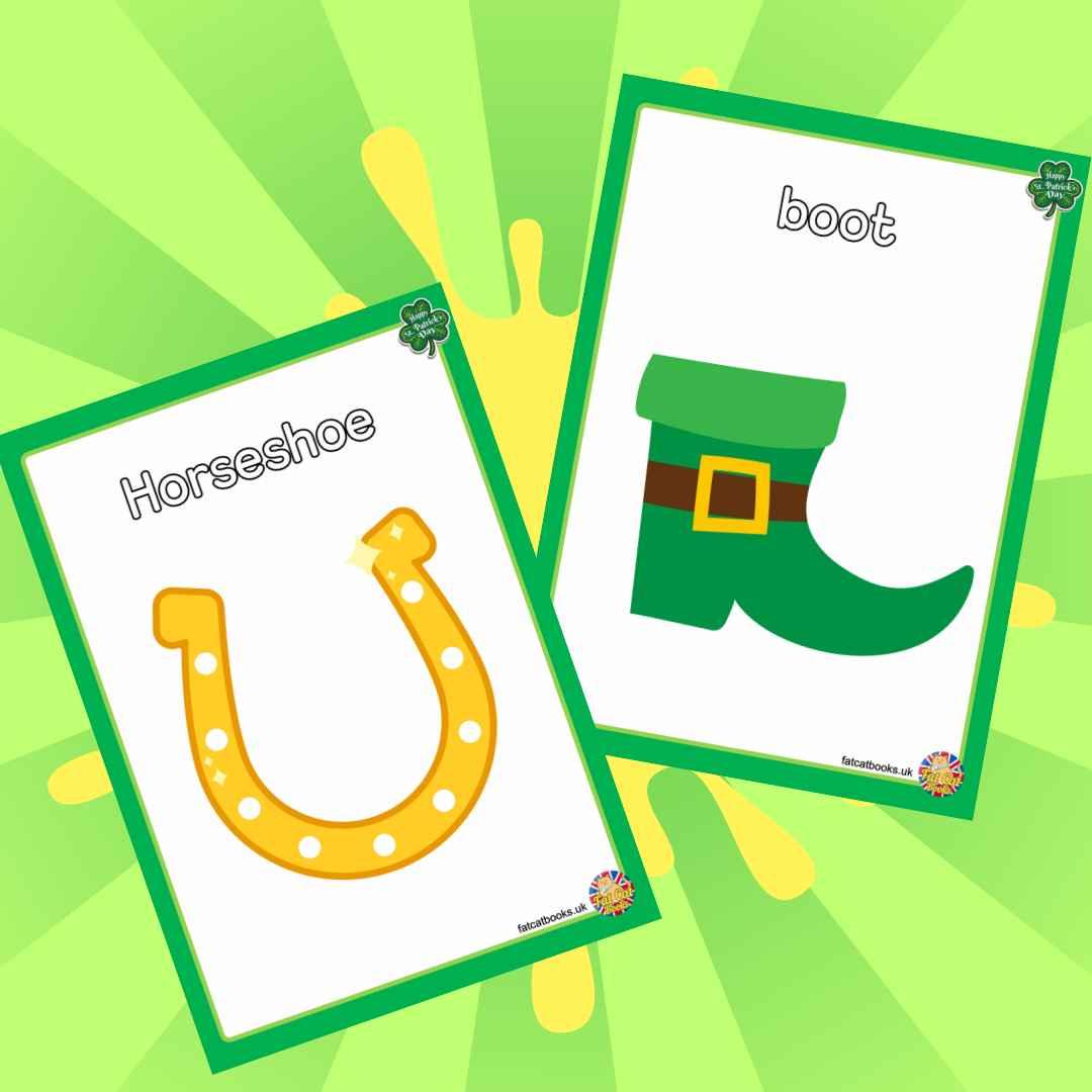 St Patrick's Day Vocabulary Flashcards for Kindergarten and Primary