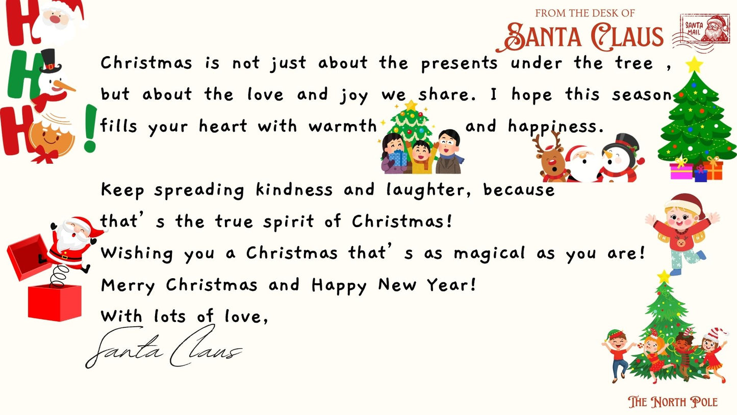 Santa Letter Templates, Letter from Santa Claus to Child, Christmas