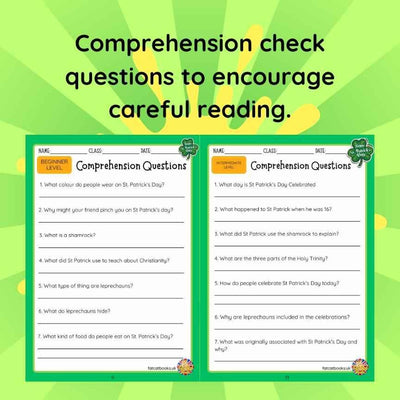 St Patrick's Day All in one Activity Book- Reading, Math & Colouring Worksheets(Ages 4-8)