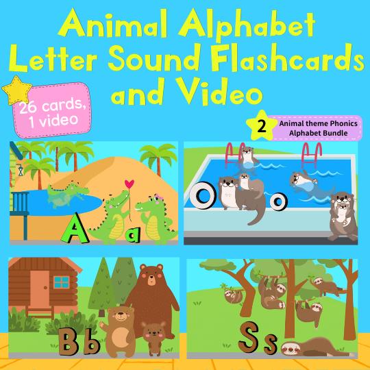 ABC Animal Phonics Alphabet Flashcards Printable, Letter Sounds Video