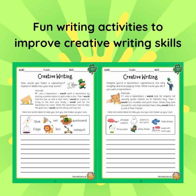 St Patrick's Day All in one Activity Book- Reading, Math & Colouring Worksheets(Ages 4-8)