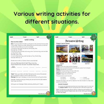 St Patrick's Day All in one Activity Book- Reading, Math & Colouring Worksheets(Ages 4-8)