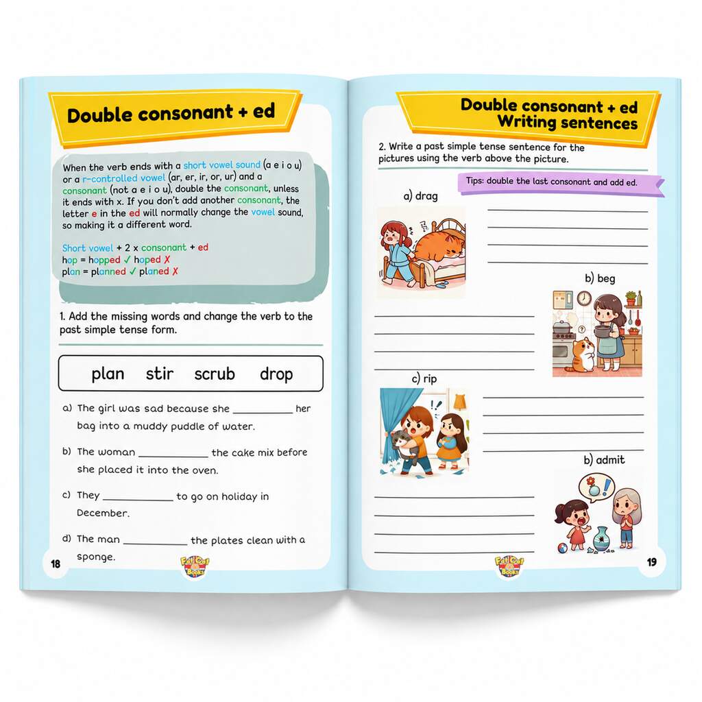 Fat Cat's Simple Past Tense - Book 1 - Regular Verbs