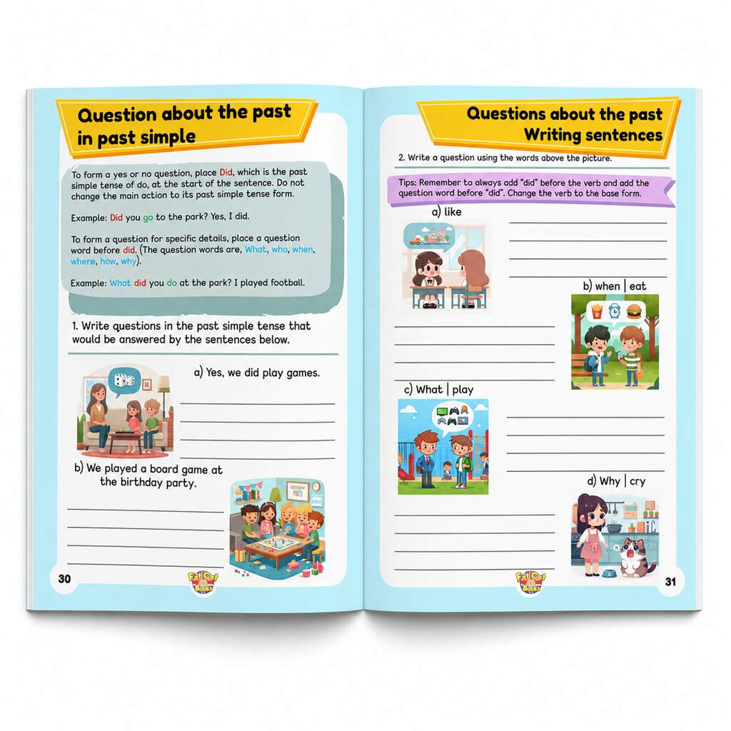 Fat Cat's Simple Past Tense - Book 1 - Regular Verbs