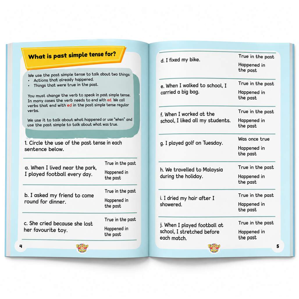 Fat Cat's Simple Past Tense - Book 1 - Regular Verbs