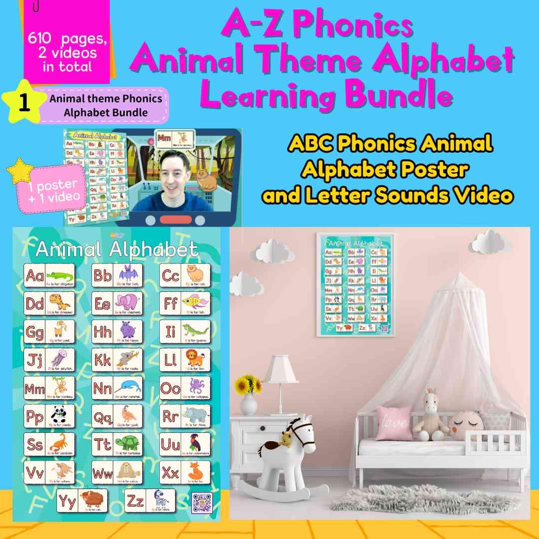 A-Z Phonics Animal Alphabet Phonics Learning Bundle, Zoo Animals ABC - Fat Cat Books