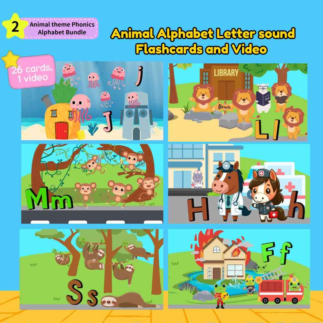 A-Z Phonics Animal Alphabet Phonics Learning Bundle, Zoo Animals ABC - Fat Cat Books