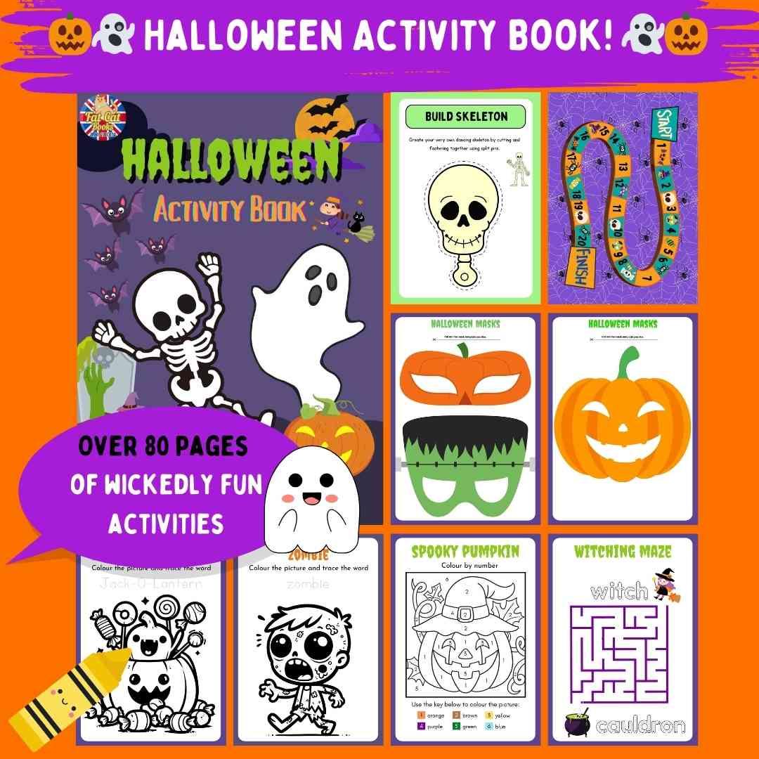 Halloween Activity Book | Costume masks | Pumpkin Templates - Fat Cat Books