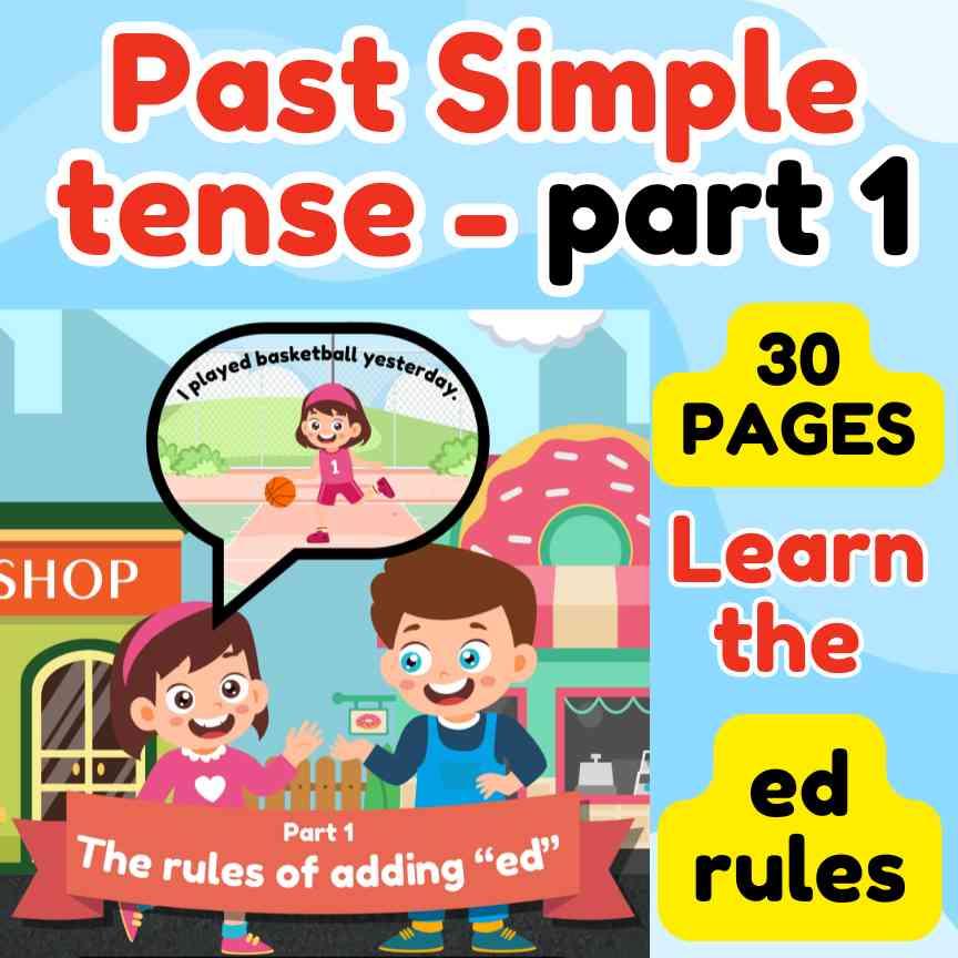 Kids grammar workbook, Past Simple tense, Learn regular verb ed rule, Part 1 - Fat Cat Books