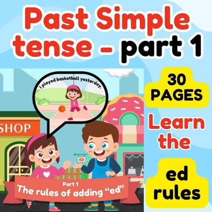 Kids grammar workbook, Past Simple tense, Learn regular verb ed rule, Part 1 - Fat Cat Books