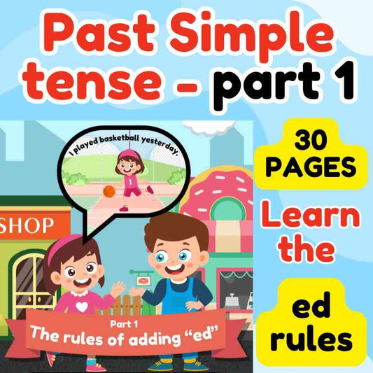 Kids grammar workbook, Past Simple tense, Learn regular verb ed rule, Part 1 - Fat Cat Books