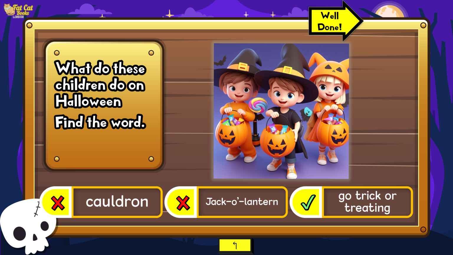 Learn Feelings & Emotions, Halloween Vocabulary, Halloween Themed Power Point Game Editable - Fat Cat Books