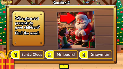 Learn vocabulary, spelling, grammar with Bob | Christmas Themed PPT Game, Editable - Fat Cat Books