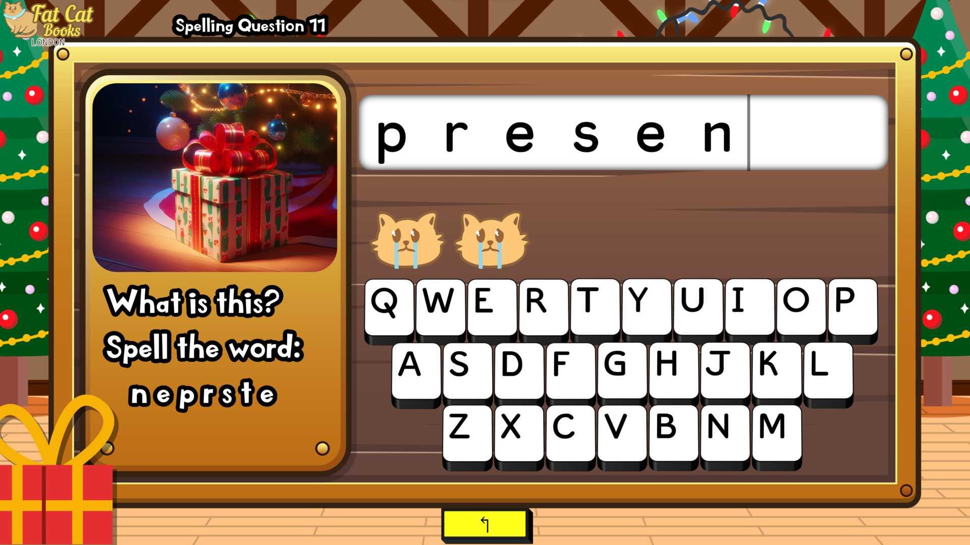 Learn vocabulary, spelling, grammar with Bob | Christmas Themed PPT Game, Editable - Fat Cat Books