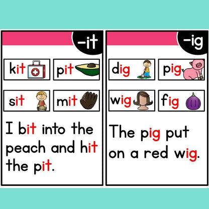 Read and master phonics flashcards printables (15 sets) - Fat Cat Books