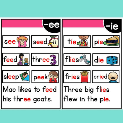 Read and master phonics flashcards printables (15 sets) - Fat Cat Books