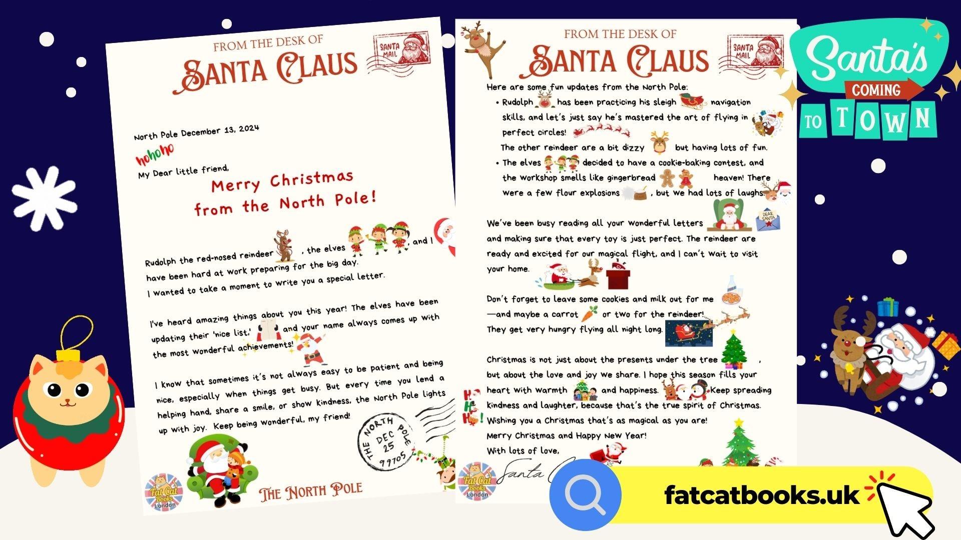 Santa Letter Templates, Letter from Santa Claus to Child, Christmas - Fat Cat Books